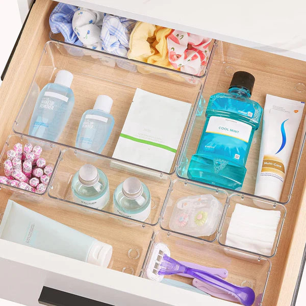 Clear Drawer Organizer Tray Set