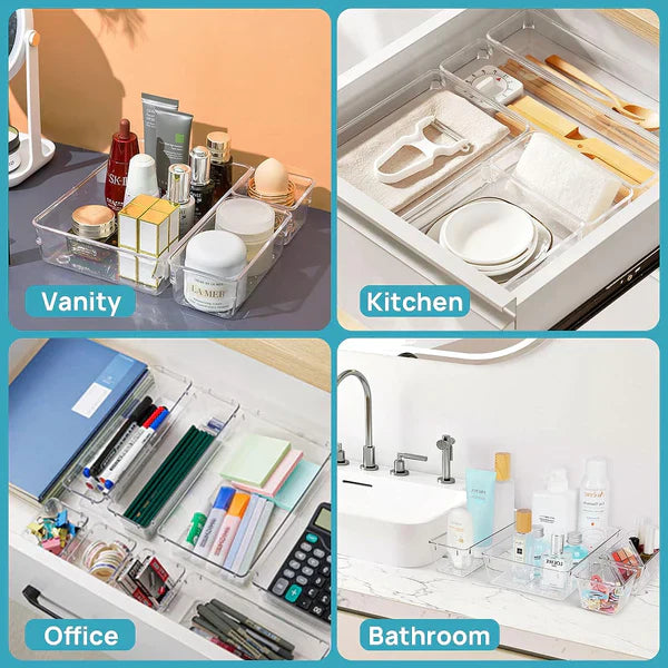 Clear Drawer Organizer Tray Set